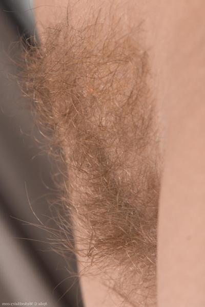 18P Blonde sweetie Ayda strips and fingers her hairy clam in her bedroom