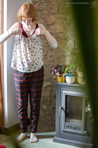 16P Skinny redheaded chick Emma B recorded getting dressed by hidden camera