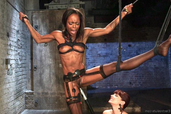 20P Ebony slave girl Marie Luv gets fucked by lezdom Maitresse Madeline Marlowe