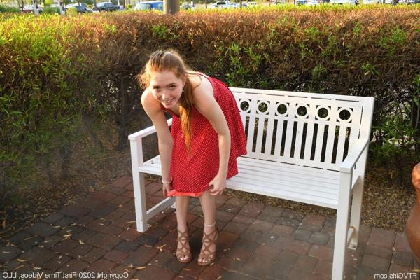 20P Pantyless cutie Myra flashes her holes and masturbates in public