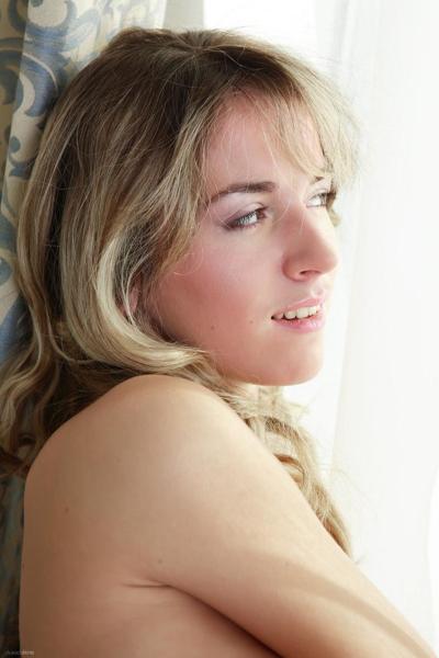 20P Lovely blonde teen Sofy strips her bathrobe and spreads her super hairy pussy