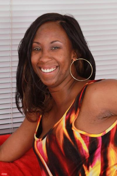 15P Cute ebony Imagine Lane teases with her bum wearing denim shorts