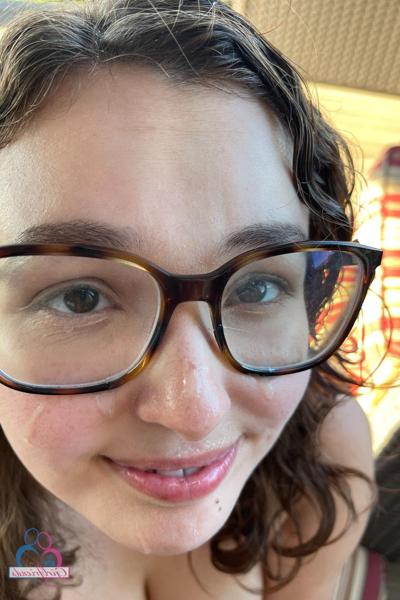 20P Nerdy teen Leana Lovings exposes her big tits and tasty love holes up close