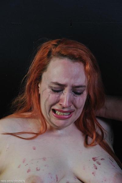 12P Fat redhead is tortured with hot candle wax by a sadistic man