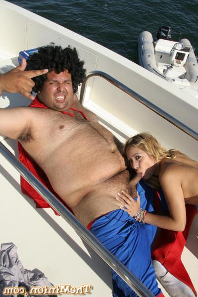 20P Petite Latina girl with braces sucks off a fat guy atop his yacht