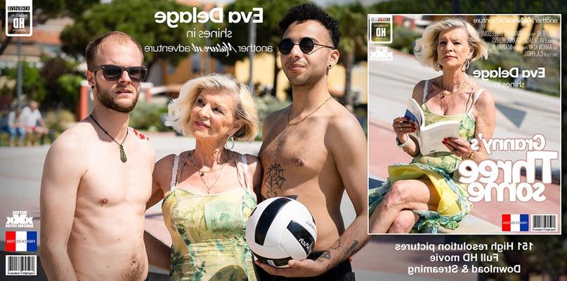 11P Blonde granny Eva Delage picks up a couple of boys for a bout of MMF sex