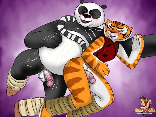 12P Cartoon shemale Kinky Kung Fu Panda sticks his boner in Tigress's tight anus
