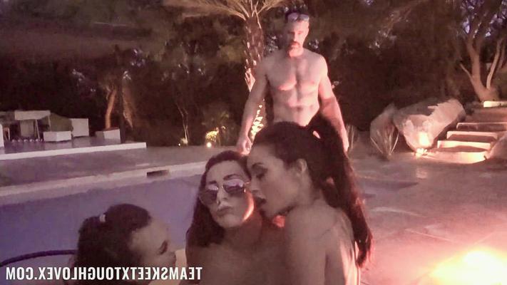 20P Three sexy babes with stunning fat asses get fucked poolside in group sex
