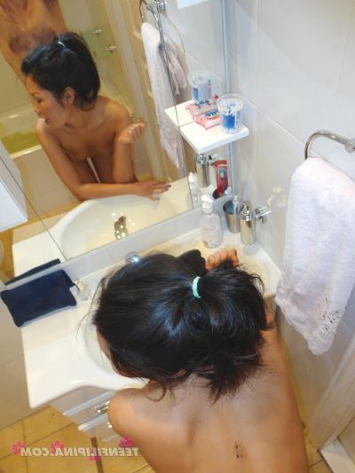 12P Petite Filipina girl has POV sex with her boyfriend in the bathroom