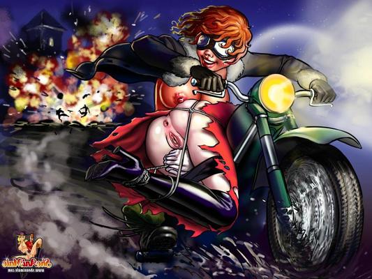 12P Animated babe with huge boobs gets fucked by a busty redheaded tranny