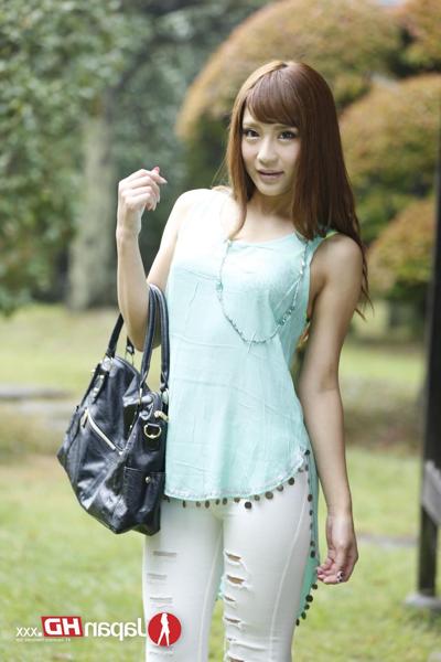 20P Cute Japanese girl Anna Anjo posing outdoors & stripping indoors