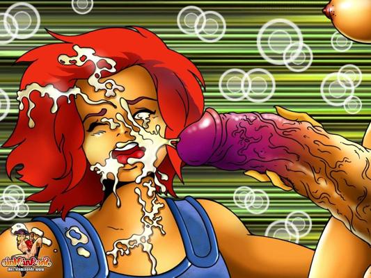 12P Horny cartoon transsexual cats fuck each other's assholes at the waterfall