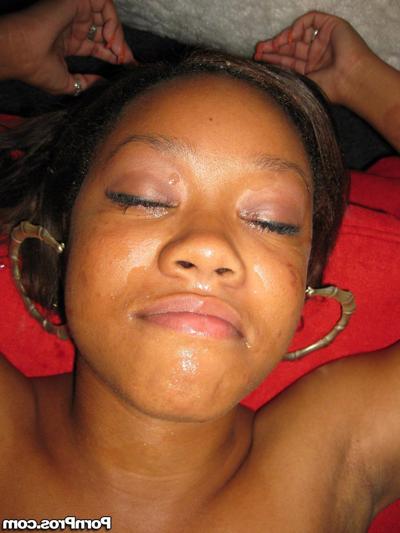 20P Ebony chick Melody Jackson gets fucked and facialized by big white cock