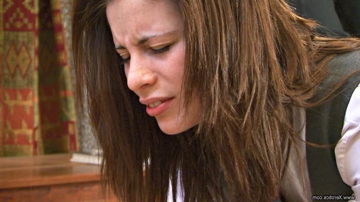 12P Catholic student receives a spanking from a priest over a desk