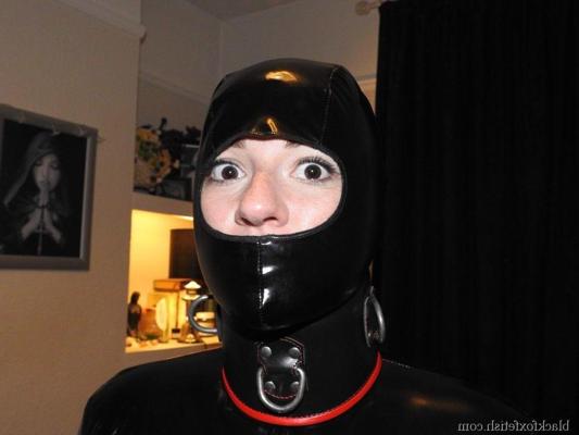 16P Caucasian girl is covered from the top of her head down to her ankles in latex