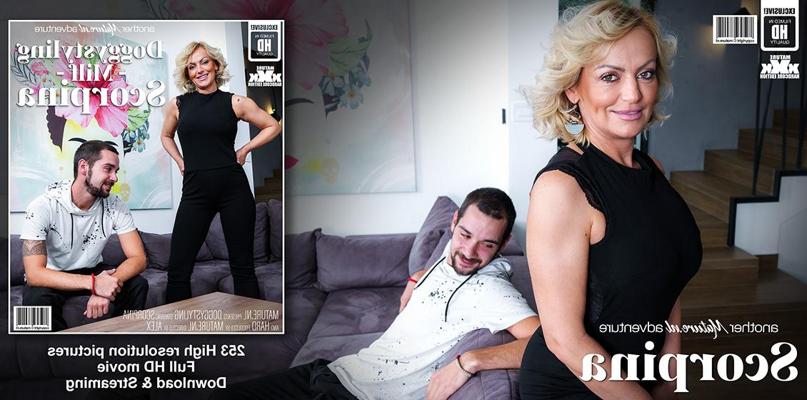 11P Older blonde has sex on a sofa with her far younger lover