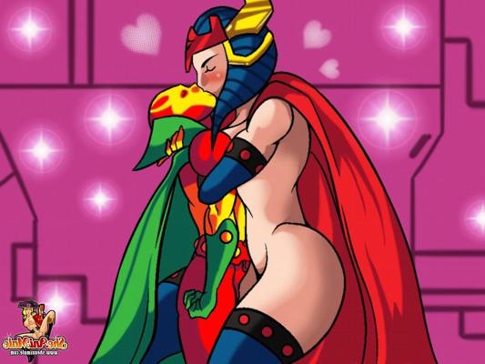 12P Animated tranny superhero pulls out her dick and rams her enemy