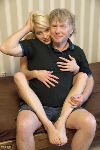 20P Platinum blonde teen Ria Sunn gets fucked by a senior and sucks his tiny cock