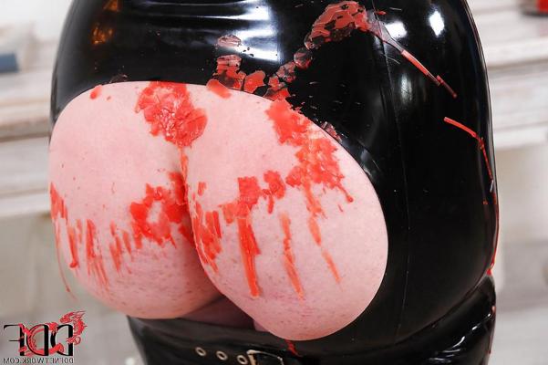 16P Auburn femdom gives some hot wax and spanking pleasure to her female pet